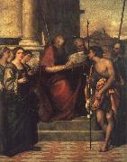 Sebastiano del Piombo St.John Chrysosbtom with Saints Catherine, Mary Magdalene,and lucia,and john the Evangelish,John the Baptist and Theodore oil painting